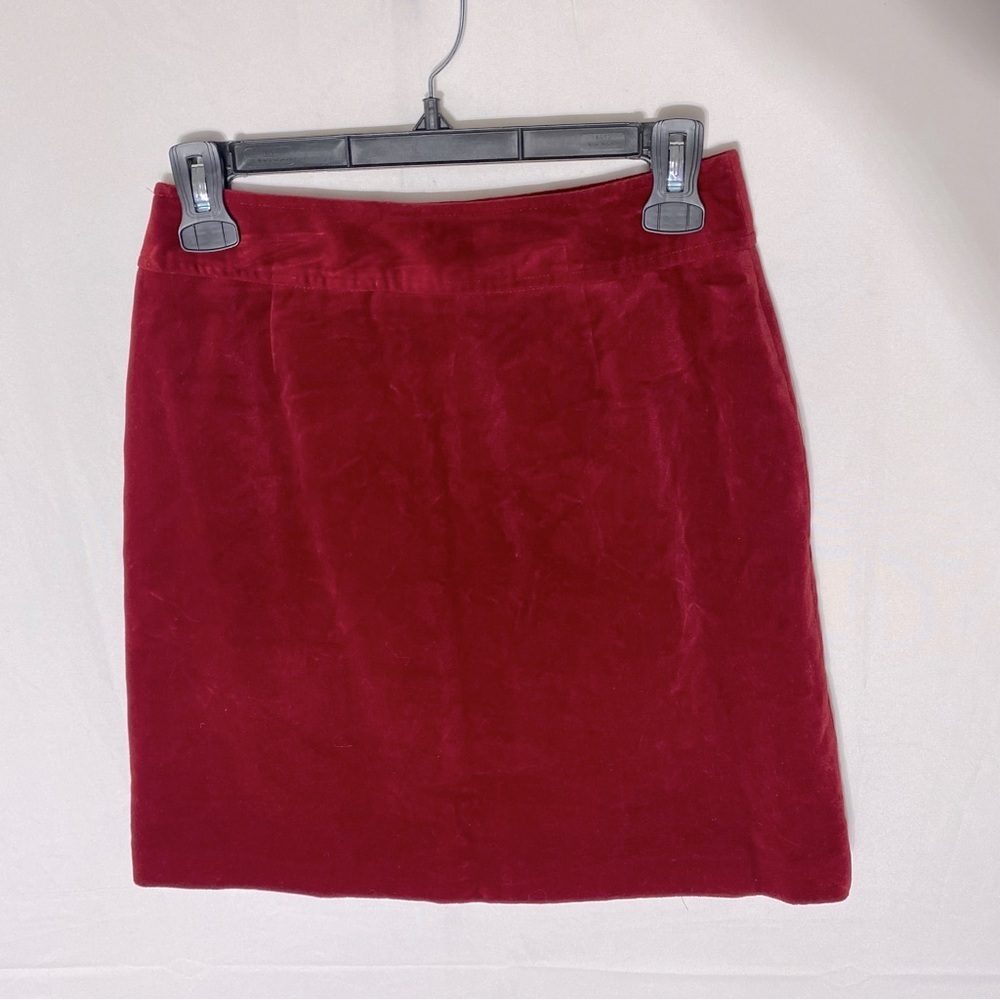 Vintage Red Cotton Modal Blend Velour Mini Skirt 4/5